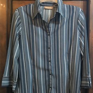 Croft & Barrow Striped Button Up Blouse Size M